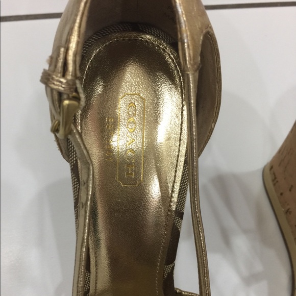 NWOT Coach Gold Wedge Sandals - Picture 6 of 8